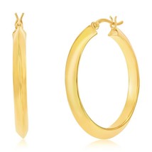 Sterling Silver 36mm Flat Hoop Earrings - Gold Plated - £59.14 GBP