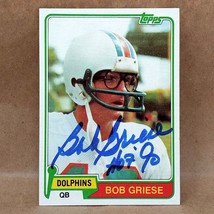 1981 Topps #482 Bob Griese &quot;HOF 90&quot; SIGNED Miami Dolphins Autographed Card - £15.60 GBP