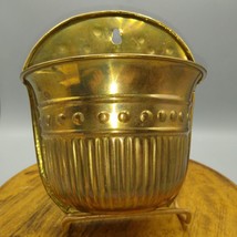 Vintage Hosley Solid Ribbed Brass Wall Pocket Planter, Made in India Bohemian - £38.67 GBP