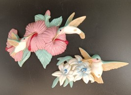 VTG Burwood 90s Wall Hanging Hummingbirds Flowers Mauve Pink Green 3303 ... - $10.00