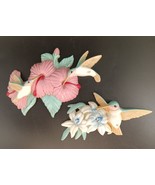 VTG Burwood 90s Wall Hanging Hummingbirds Flowers Mauve Pink Green 3303 ... - $185.64 MXN