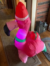 Gemmy Christmas 42&quot; Infatable Pink Flamingo w/Christmas Gift *Pre-Owned/... - $29.99