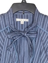 Cabi Womens Jacket Striped Cascade Cropped Ruffle Bow Tie Neck Open Fron... - $19.79