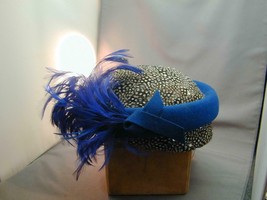 FAB Jack Mcconnell Jeweled Derby Hat Polka Dot &amp; Blue Feathers NWT - £177.22 GBP