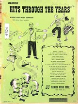 Hits Through The Hears 1951 Remick Vintage Music / Song Book ,324a - £4.65 GBP