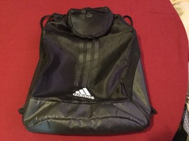 Adidas backpack cinch sack drawstring book bag large black - $16.79