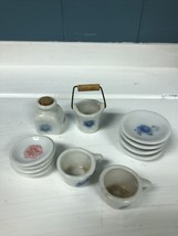 Vintage Lot Of 12 Miniature Dollhouse China Tea Cup and Saucer Set + Blue Pink - £6.58 GBP