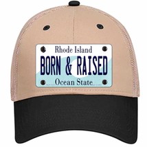 Born and Raised Rhode Island State Novelty Khaki Mesh License Plate Hat - £22.70 GBP