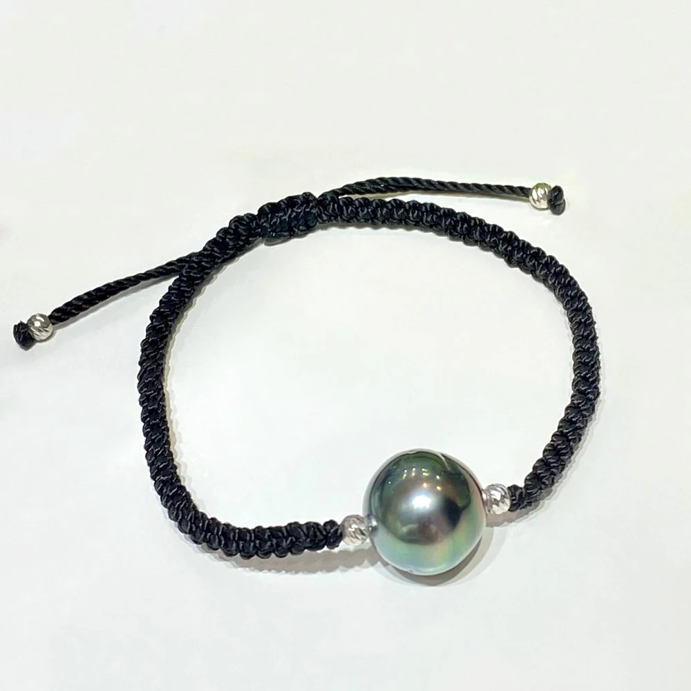 12-13mm Huge Size Real Tahitian Pearl Bracelet with Dazzling Color Simple and - £107.29 GBP