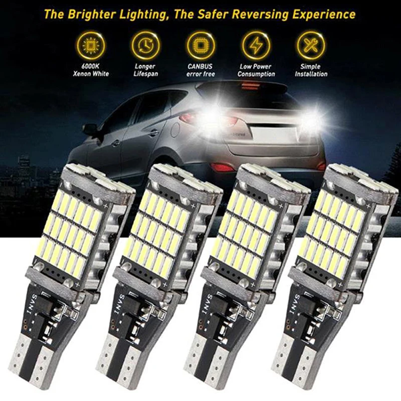 Car Backup Reverse Lights LED Bulbs - 2Pcs/set, Canbus T15 T16 921 W16W, 6000K - £12.35 GBP