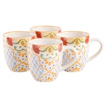 Laurie Gates Tierra Mosaic 4 Piece 17.4 Ounce Hand Painted Stoneware Mug... - $80.99