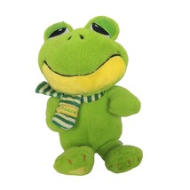 Giftable World Green Frog Prince Plush Stuffed Animal Striped Scarf 2013 10&quot; - £16.43 GBP