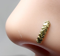 Vertical Antique gold finish nose ring corkscrew Indian nose Stud L bend - £14.36 GBP