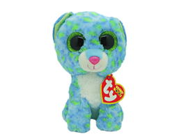 Ty Beanie Boos Buddies Leona The Blue Leopard Plush With Glitter Eyes Soft 6&quot; - £3.16 GBP