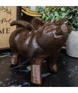 Cast Iron Whimsical Flying Pig Angel Decorative Statue Heirloom Vintage ... - $40.73 CAD