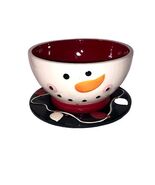 Vintage Cracker Barrel Snowman Cereal Bowl &amp; Desert Plate &quot;I Love Snow D... - $15.00