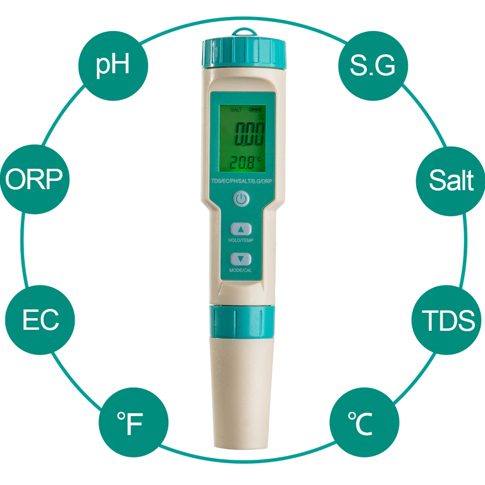 Sporting 2/3/4/5/7 in 1 PH Meter TDS EC ORP Salinity SG Temperature Tool With Ba - £39.38 GBP