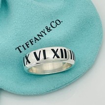 Size 7 Tiffany Atlas Ring in Black Enamel Sterling Silver Mens Unisex - £187.83 GBP