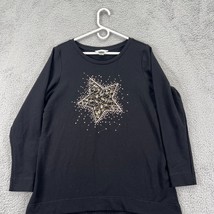 Christopher &amp; Banks Womens Black Long Sleeve Pullover Sweatshirt Size Large - £19.83 GBP