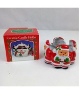 Vintage Ceramic Santa Claus Ceramic Tea Light Candle Holder Original Box... - $12.82