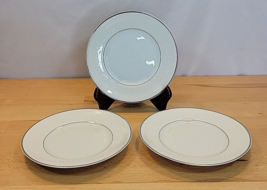 Baum Brothers Westport Bread Plate White Floral Platinum Trim Set of 3 Poland - £15.97 GBP