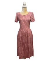 Vintage Donna Ricco Pink Polka Dot Dress Midi-Length Short Sleeve Bow Women&#39;s 6P - £7.56 GBP