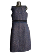 J.Crew Sleeveless Fringe Sparkle Textured Tweed Dress in Midnight Blue S... - £39.02 GBP