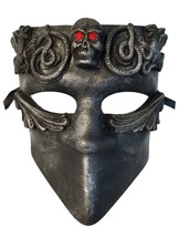 Red Eyes Skull Bauta Masquerade Mask Men Brushed Silver - £17.13 GBP