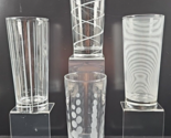 4 Pc Mikasa Cheers Highball Glasses Mixed Set Clear Etch Bubbles Swirls ... - $46.40