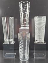 4 Pc Mikasa Cheers Highball Glasses Mixed Set Clear Etch Bubbles Swirls ... - £37.04 GBP