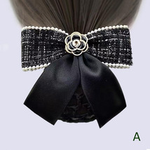 Pearl Flower Bow Air Hostess Hair Bun Clip - $8.20