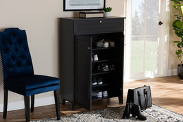 Theo Dark Gray Finished 5-Shelf Wood Shoe Storage Cabinet w/Drawer - $215.00