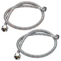 2 Pack 28&quot; Faucet Supply Line Stainless Steel Hose Hot Cold Water - £31.01 GBP