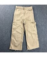 Levi&#39;s Jeans Womens 28 Beige High Waisted Wide Leg Crop Cargo Cut Off Ad... - €25,75 EUR