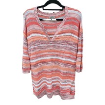 Lucky Sweater Medium Womens V Neck 3/4 Sleeve Knit Pullover Multicolor C... - $18.69