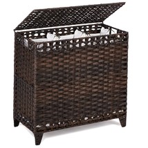 Laundry Hamper With 3 Removable Liner Bags; 132L Handwoven Rattan Laundry Basket - £96.71 GBP