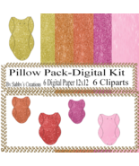Glitter Pillow Pack4-Digtial Paper-Art Clip-Gift Tag-Jewelry-Gift Boxes - $37.30 MXN