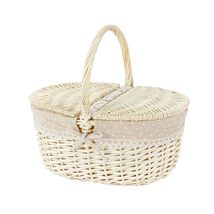 THY Collectibles Woven Wicker Picnic Basket with Double Lids and Handle ... - £31.15 GBP