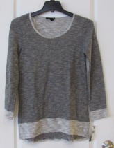AB Studio Long Sleeve French Terry Tunic Sweater Gray Women&#39;s Sz M NWT M... - $345.76 MXN