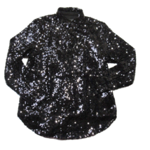 NWT J.Crew Collection Classic-fit Sequin Shirt in Black Button-up Blouse 4 - £86.03 GBP