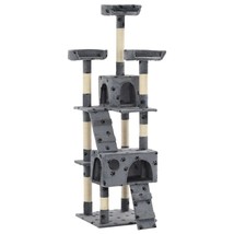 Cat Tree with Sisal Scratching Posts 170 cm Paw Prints Grey - £74.91 GBP