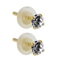 9K Gold &amp; 3mm Round Crystals Stud Earrings - £19.54 GBP