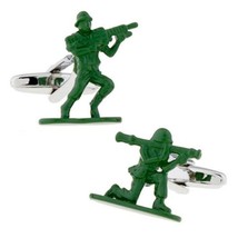 GREEN ARMY MEN CUFFLINKS Retro Toy Soldier Toy Story Shirt Wedding with ... - $241.38 MXN
