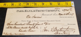 1907 Park Bank &amp; Trust Company Beaumont Texas canceled check - £9.14 GBP