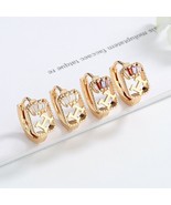 18k Layered Real Gold Filled Huggies Hoop Earrings Colors stones - $221.81 MXN