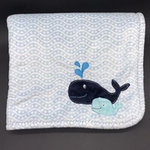 Carter&#39;s Whale Baby Blanket Dot Waves Sherpa Aqua - £17.51 GBP