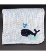Carter&#39;s Whale Baby Blanket Dot Waves Sherpa Aqua - £17.52 GBP
