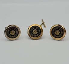 Vtg United States Congress Seal Gold Tone Diamond Cut Cufflinks &amp; Tie Ta... - $24.18