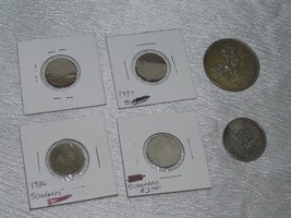 Vintage Lot of 4 Mexican 1936 5 Centavos &amp; 1937 Coin Polynesie 1973 20 &amp; Asian - £7.44 GBP