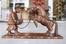 Wooden Hand Carved Rearing Horse Art Figurine Statue Sculpture Handcrafted Decor - £155.87 GBP